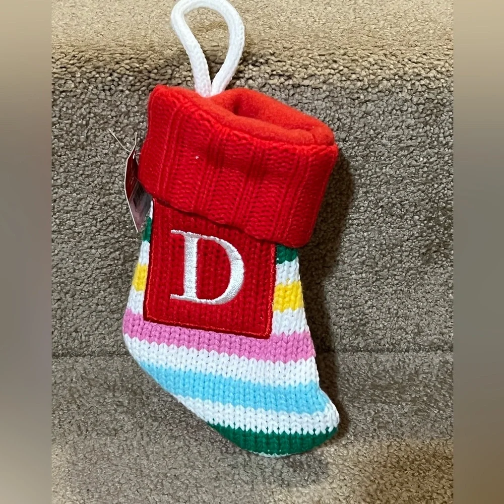 WONDERSHOP TARGET MINI CHRISTMAS STOCKING LETTER D MONOGRAM RAINBOW 8